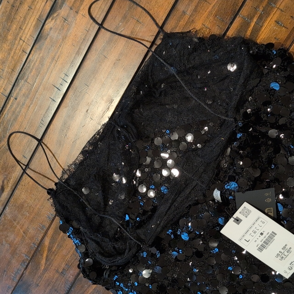 Zara Lace Sequin Mini Dress - Picture 7 of 10